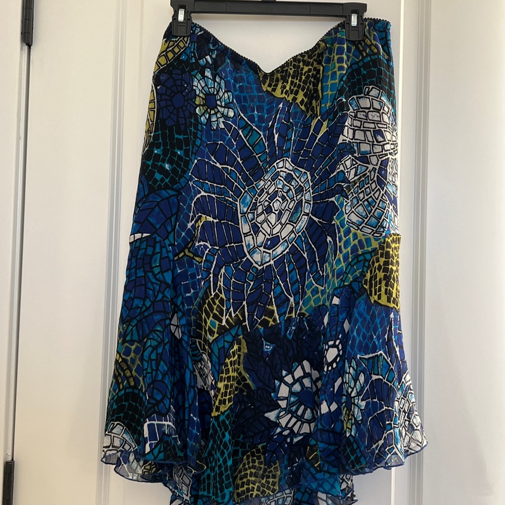 Chico's Mosaic Midi Skirt in Blue and Green